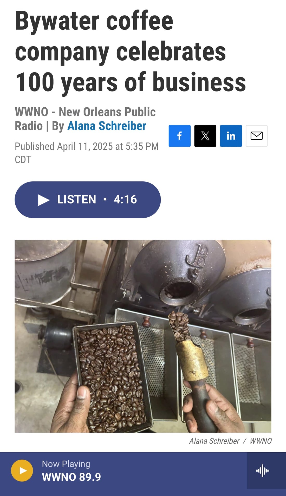 WWNO’s Louisiana Considered Spotlights Try-Me Coffee’s 100-Year Craft